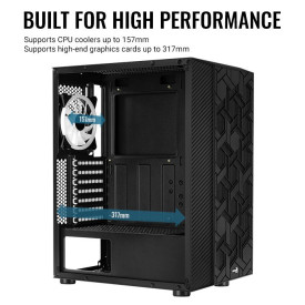 Кутия за компютър AeroCool Case Hive v2 - Mesh panel, FRGB, Tempered Glass, 4 Fans - ACCM-PV27043.11