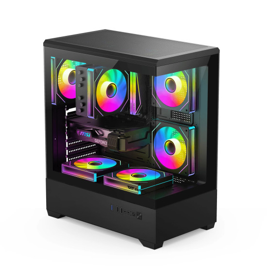 Кутия за компютър Aigo Case ATX - C365 Black - 3 x 120 mm A-RGB fans included