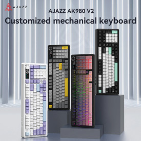 Безжична клавиатура Ajazz Wireless Gaming Mechanical Keyboard AK980 V2 - Gift Switch [Linear] (English US), Black, Gray