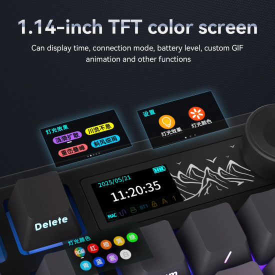 Безжична клавиатура Ajazz Wireless Gaming Mechanical Keyboard AK980 V2 - Gift Switch [Linear] (English US), Black, Gray