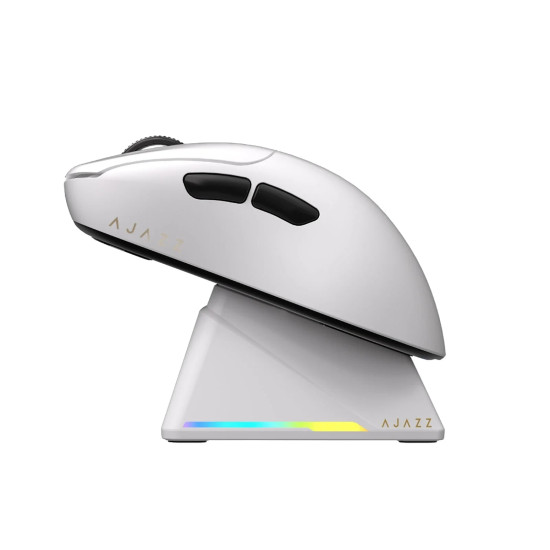 Безжична мишка Ajazz AJ179 PRO - Wireless Gaming Mouse - 8K, Magnetic Charging Dock, White