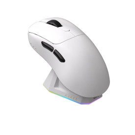 Безжична мишка Ajazz AJ179 PRO - Wireless Gaming Mouse - 8K, Magnetic Charging Dock, White