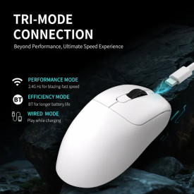 Безжична мишка Ajazz AJ179 PRO - Wireless Gaming Mouse - 8K, Magnetic Charging Dock, White