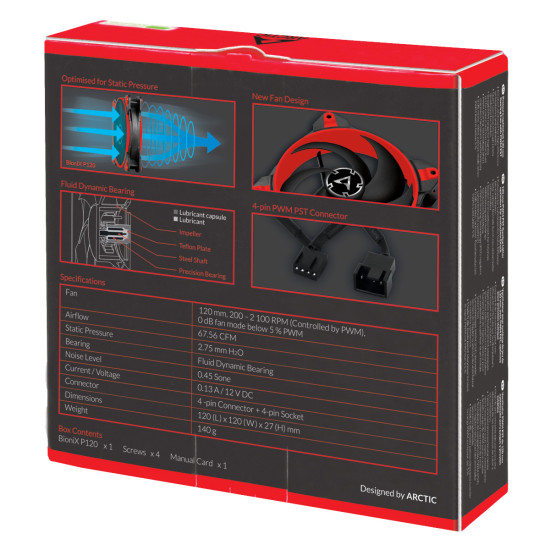 Вентилатор Arctic Fan 120mm - BioniX P120 PWM PST - Red