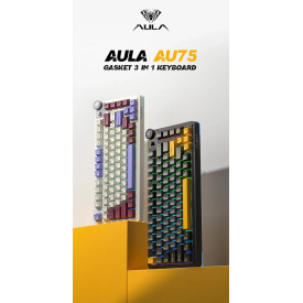 Безжична клавиатура Aula AU75 - Bloomfield Switch [Linear] (English US), Turmeric yellow