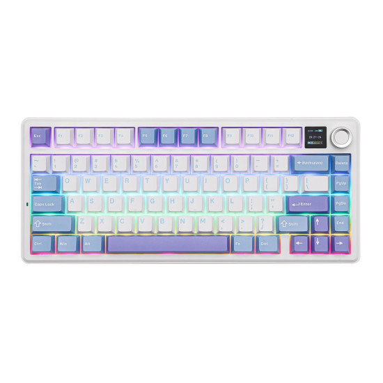 Безжична клавиатура Aula Wireless Gaming Mechanical Keyboard F75 MAX - Reaper Switch [Linear] (English US), White, Blue, Purple