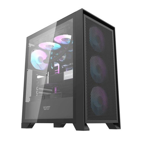 Кутия за компютър Darkflash Case ATX - DRX70 Mesh Black - Addressable RGB 4 fans, USB-C