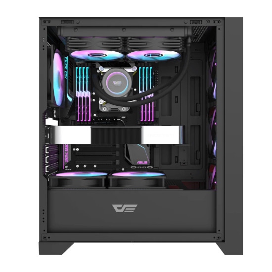 Кутия за компютър Darkflash Case ATX - DRX70 Mesh Black - Addressable RGB 4 fans, USB-C