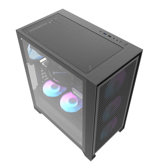 Кутия за компютър Darkflash Case ATX - DRX70 Mesh Black - Addressable RGB 4 fans, USB-C