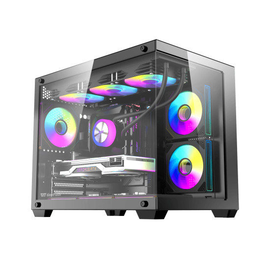 Кутия за компютър Darkflash Case mATX - B275 PRO Black - 6 x 120 mm Infinity Mirror A-RGB