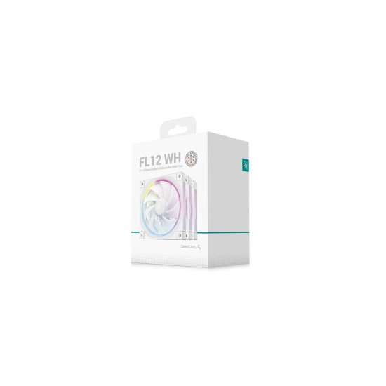 Комплект вентилатори DeepCool Fan Pack 3-in-1 3x120mm - FL12 White, Addressable RGB