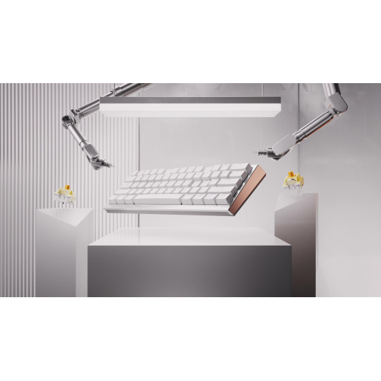 Безжична клавиатура Ducky Professional Gaming Mechanical Keyboard One X Mini Wireless White - Ducky AI Switches [Linear], Bluetooth