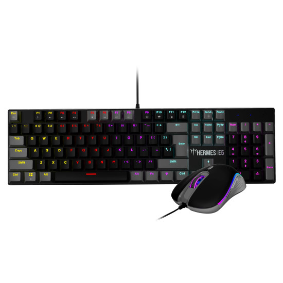 Геймърски комплект Gamdias Gaming COMBO 2-in-1 Keyboard, Mouse - HERMES E5 - Blue Switches, 3600dpi