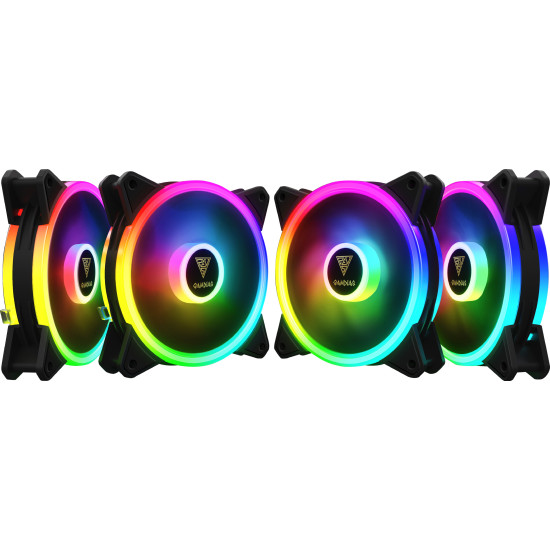 Комплект вентилатори Gamdias Fan Pack 4x120mm addressable RGB 5V 3 pin + remote controller - AEOLUS M2-1204