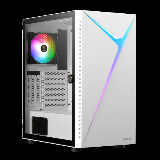 Кутия за компютър Gamdias Case ATX - ARGUS E4 Elite White - RGB, Tempered Glass