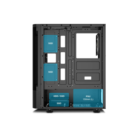 Кутия за компютър Gamdias Case ATX - TALOS E3 CG - 3 x 120 mm A-RGB, Curved Glass