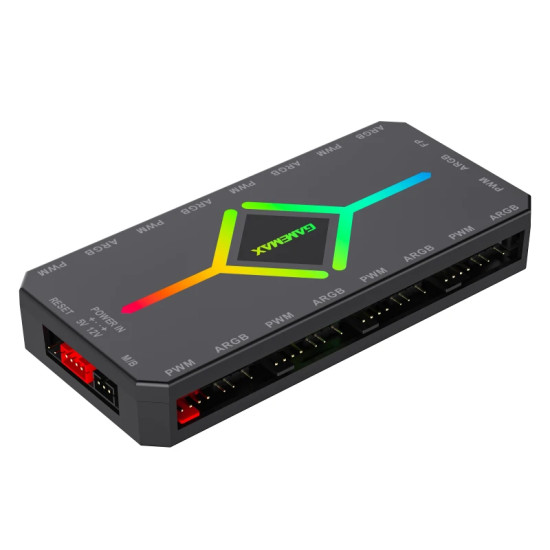 Разклонител за вентилатори Gamemax Fan Hub - V4.0 PWM ARGB Hub + Controller Black