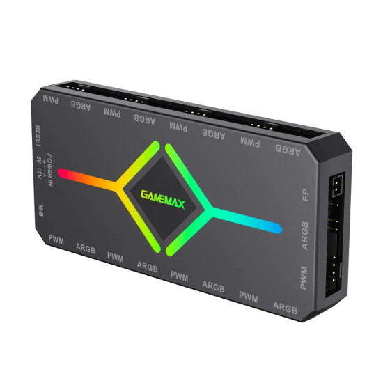 Разклонител за вентилатори Gamemax Fan Hub - V4.0 PWM ARGB Hub + Controller Black