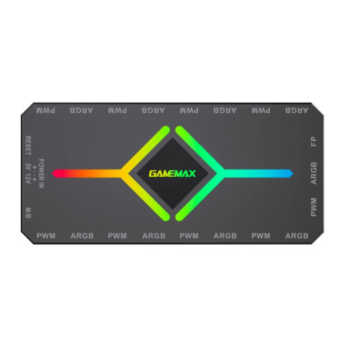Разклонител за вентилатори Gamemax Fan Hub - V4.0 PWM ARGB Hub + Controller Black