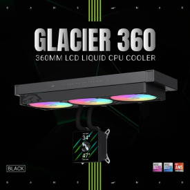 Водно охлаждане Gamemax Water Cooling GLACIER 360 LCD BK - Addressable RGB