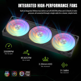 Водно охлаждане Gamemax Water Cooling GLACIER 360 LCD BK - Addressable RGB