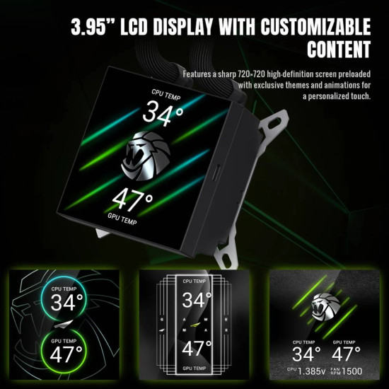 Водно охлаждане Gamemax Water Cooling GLACIER 360 LCD BK - Addressable RGB