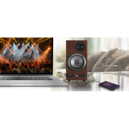 Тонколони Genius Speakers 2.0 - SP-HF500B - 16W RMS, 3D Surround, Wood