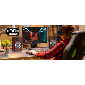 Тонколони Genius Speakers 2.0 - SP-HF500B - 16W RMS, 3D Surround, Wood