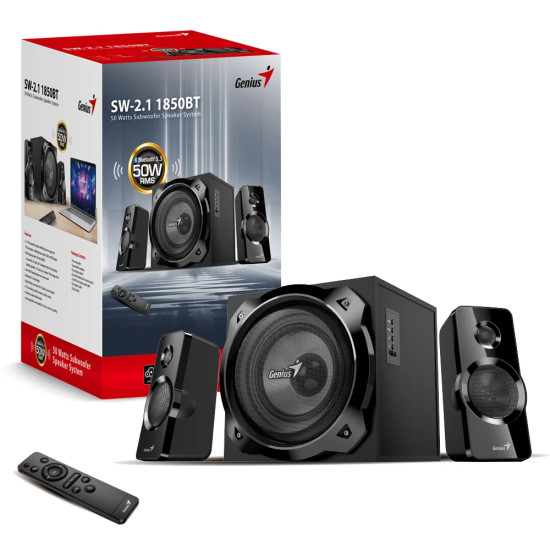 Тонколони Genius Speakers 2.1 - SW-2.1 1850BT - 50W RMS, Bluetooth, Black