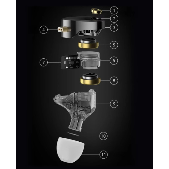 Слушалки KZ Hi-Fi In-Ear-Monitors - Castor Pro Gray No Mic - Bass Up Edition