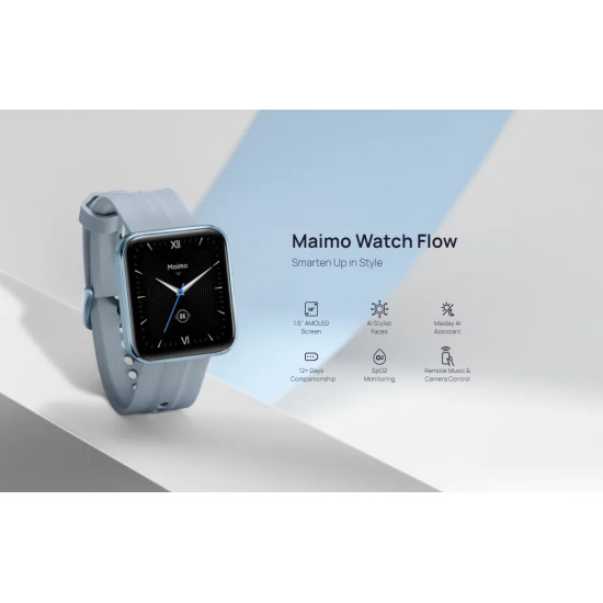Смарт часовник Maimo Smartwatch - Maimo Watch Flow - Metallic Black - SPO2, HeartRate, GPS