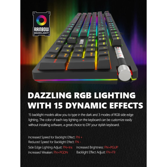Клавиатура Marvo Gaming Keyboard Mechanical KG948 - 108 keys, RGB, Macros, Blue switches