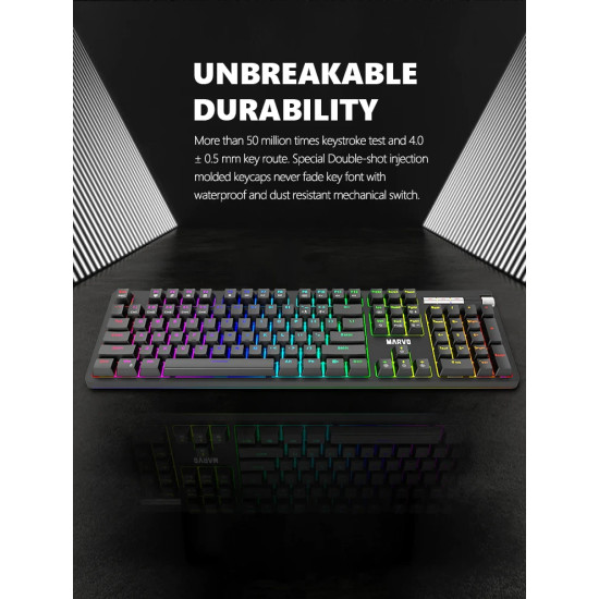 Клавиатура Marvo Gaming Keyboard Mechanical KG948 - 108 keys, RGB, Macros, Blue switches