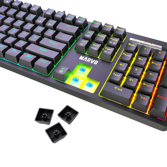 Клавиатура Marvo Gaming Keyboard Mechanical KG948 - 108 keys, RGB, Macros, Blue switches