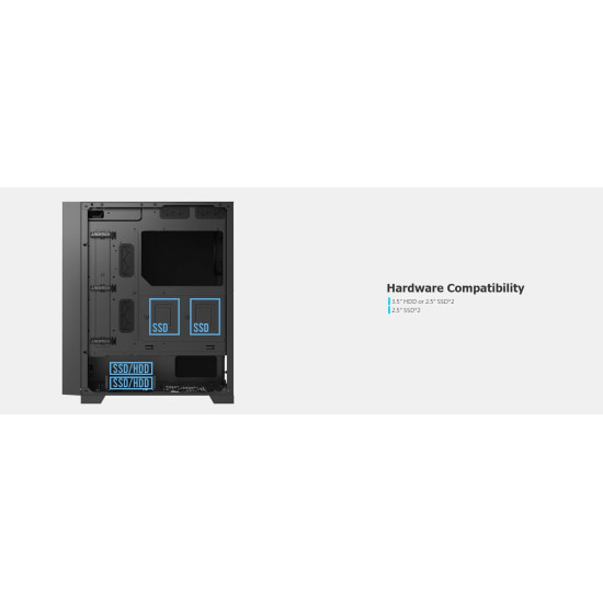 Кутия за компютър Montech AIR 1000 SILENT, Mid-tower Case, Sound Proofing Panels, 3x120mm Silent Fans, Black