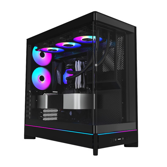Кутия за компютър Montech Case ATX - HS02 PRO (B) - 5 x 120 mm ARGB Fans, USB-C, Black