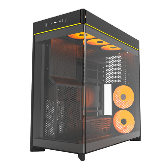 Кутия за компютър Montech Case ATX - HS02 PRO (B) - 5 x 120 mm ARGB Fans, USB-C, Black