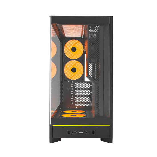 Кутия за компютър Montech Case ATX - HS02 PRO (B) - 5 x 120 mm ARGB Fans, USB-C, Black