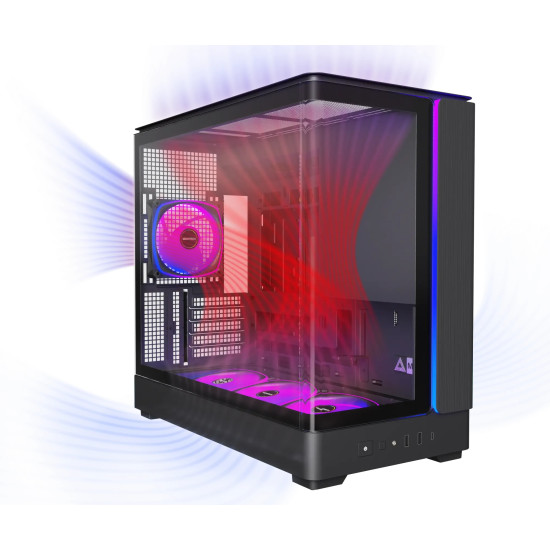 Кутия за компютър Montech Case mATX - KING 15 PRO, Black - 4x120mm A-RGB, USB-C
