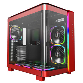 Кутия за компютър Montech KING 95 Pro, Dual Chamber Mid-tower Case, 6 ARGB Fans, 2 Front Panels, Red