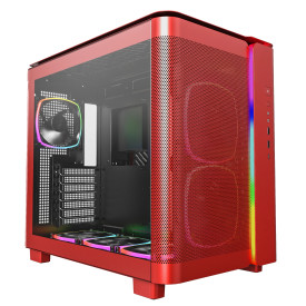 Кутия за компютър Montech KING 95 Pro, Dual Chamber Mid-tower Case, 6 ARGB Fans, 2 Front Panels, Red