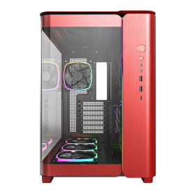 Кутия за компютър Montech KING 95 Pro, Dual Chamber Mid-tower Case, 6 ARGB Fans, 2 Front Panels, Red