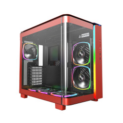 Кутия за компютър Montech KING 95 Pro, Dual Chamber Mid-tower Case, 6 ARGB Fans, 2 Front Panels, Red
