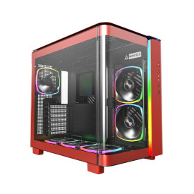 Кутия за компютър Montech KING 95 Pro, Dual Chamber Mid-tower Case, 6 ARGB Fans, 2 Front Panels, Red