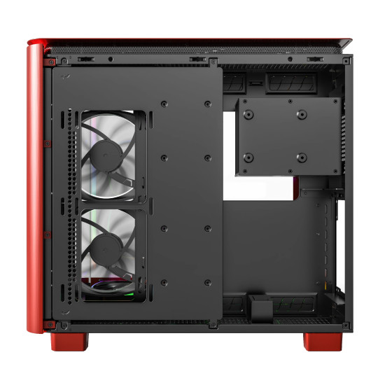 Кутия за компютър Montech KING 95 Pro, Dual Chamber Mid-tower Case, 6 ARGB Fans, 2 Front Panels, Red