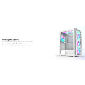 Кутия за компютър Montech X3 GLASS, Mid-tower Case, TG, 6 fixed RGB Fans, White
