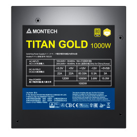 Захранване Montech TITAN GOLD 1000, PSU ATX3.0, 80 Plus Gold, Cybernetics Gold, Full Modular