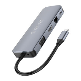 Докинг станция Orico Docking Station Type-C Power Distribution 3.0 100W - LAN, HDMI, VGA, Type-C x 1, USB3.0 x 4, TF/SD, Audio - MC-U111P-V1-GY