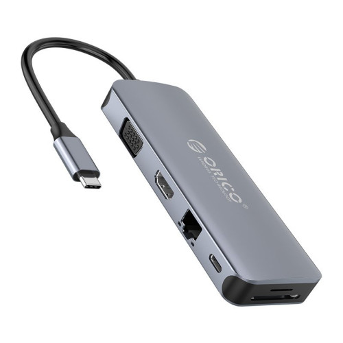Докинг станция Orico Docking Station Type-C Power Distribution 3.0 100W - LAN, HDMI, VGA, Type-C x 1, USB3.0 x 4, TF/SD, Audio - MC-U111P-V1-GY