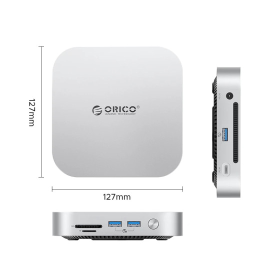 SDD докинг станция Orico M47PEUSV, M.2 NVMe x2, USB4 40Gbps, USB3.2 10Gbps x3, SD/TF, Silver